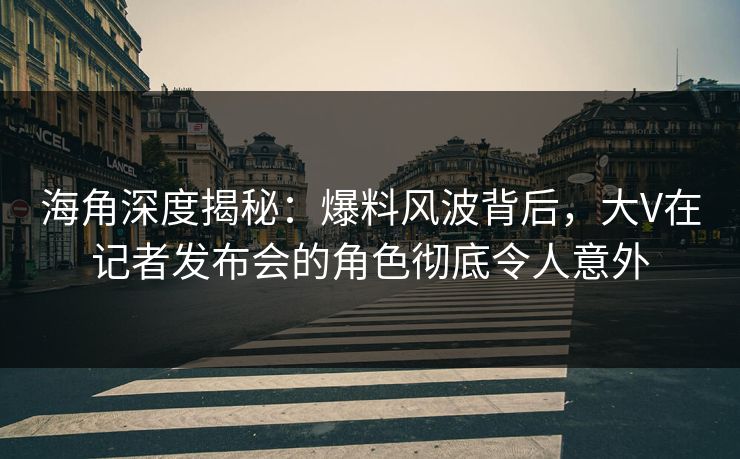 海角深度揭秘：爆料风波背后，大V在记者发布会的角色彻底令人意外