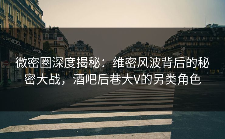 微密圈深度揭秘：维密风波背后的秘密大战，酒吧后巷大V的另类角色