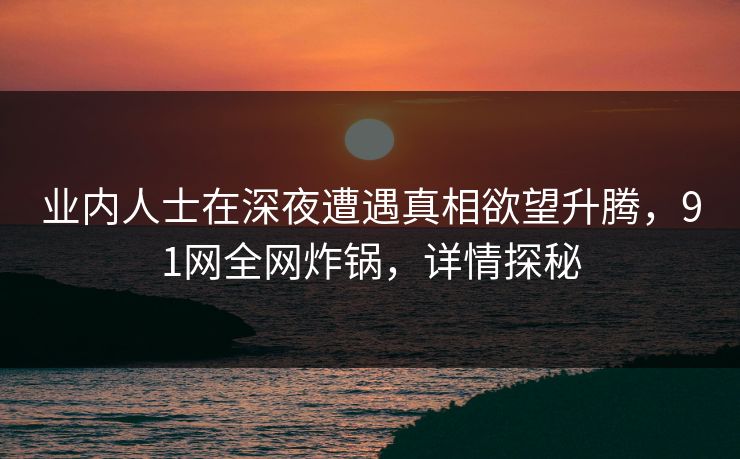 业内人士在深夜遭遇真相欲望升腾，91网全网炸锅，详情探秘