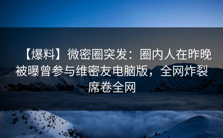 【爆料】微密圈突发：圈内人在昨晚被曝曾参与维密友电脑版，全网炸裂席卷全网