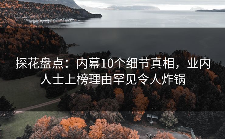 探花盘点：内幕10个细节真相，业内人士上榜理由罕见令人炸锅