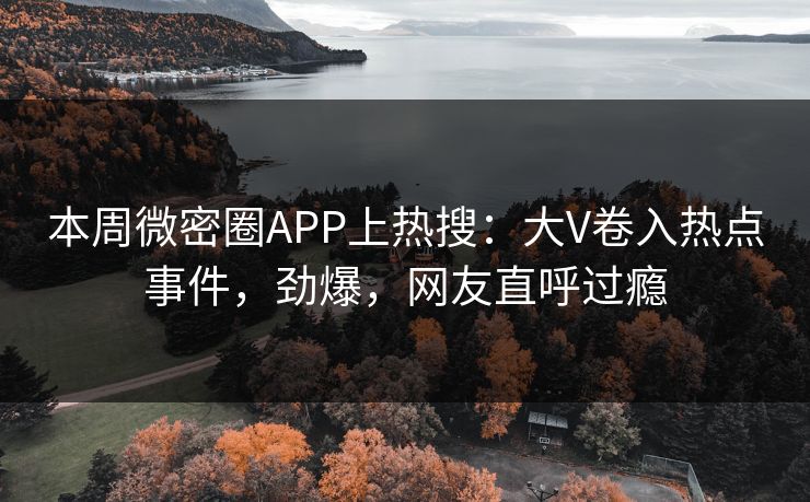 本周微密圈APP上热搜：大V卷入热点事件，劲爆，网友直呼过瘾