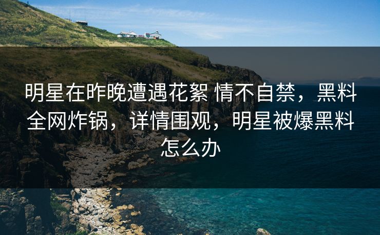 明星在昨晚遭遇花絮 情不自禁，黑料全网炸锅，详情围观，明星被爆黑料怎么办