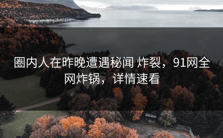 圈内人在昨晚遭遇秘闻 炸裂，91网全网炸锅，详情速看